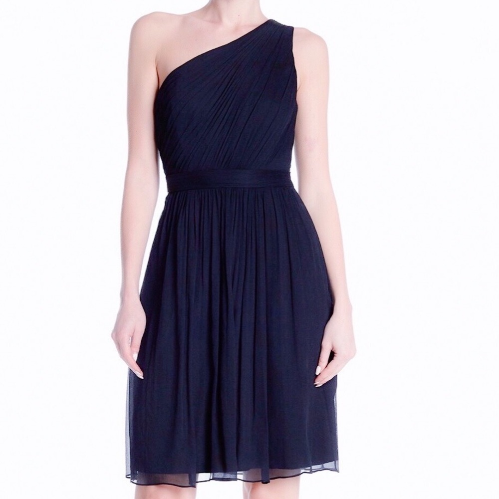 J. Crew Kylie Dk Blue Silk One Shoulder Dress